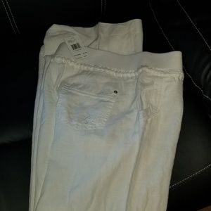White linen long pants